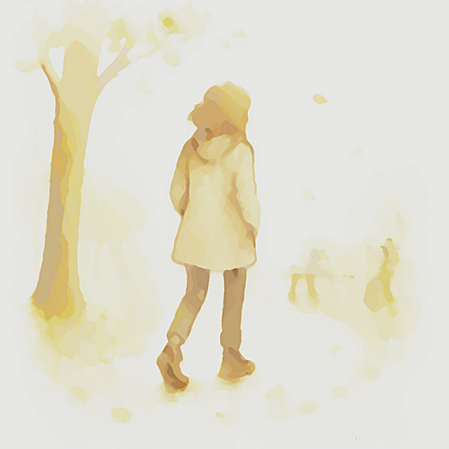 Crédit : Aquarelle de Nathalie LAURO, Solitude d'automne y